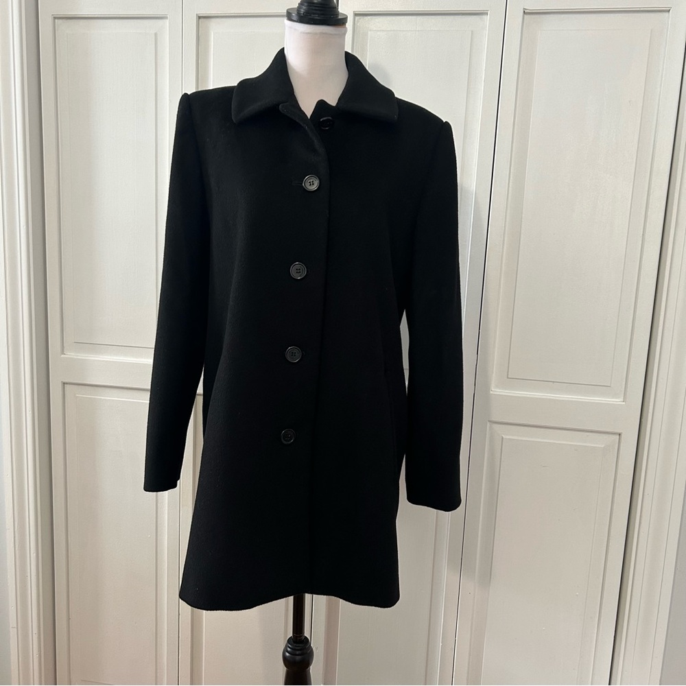 Liz Claiborne Black Pea Coat 100%Wool 8